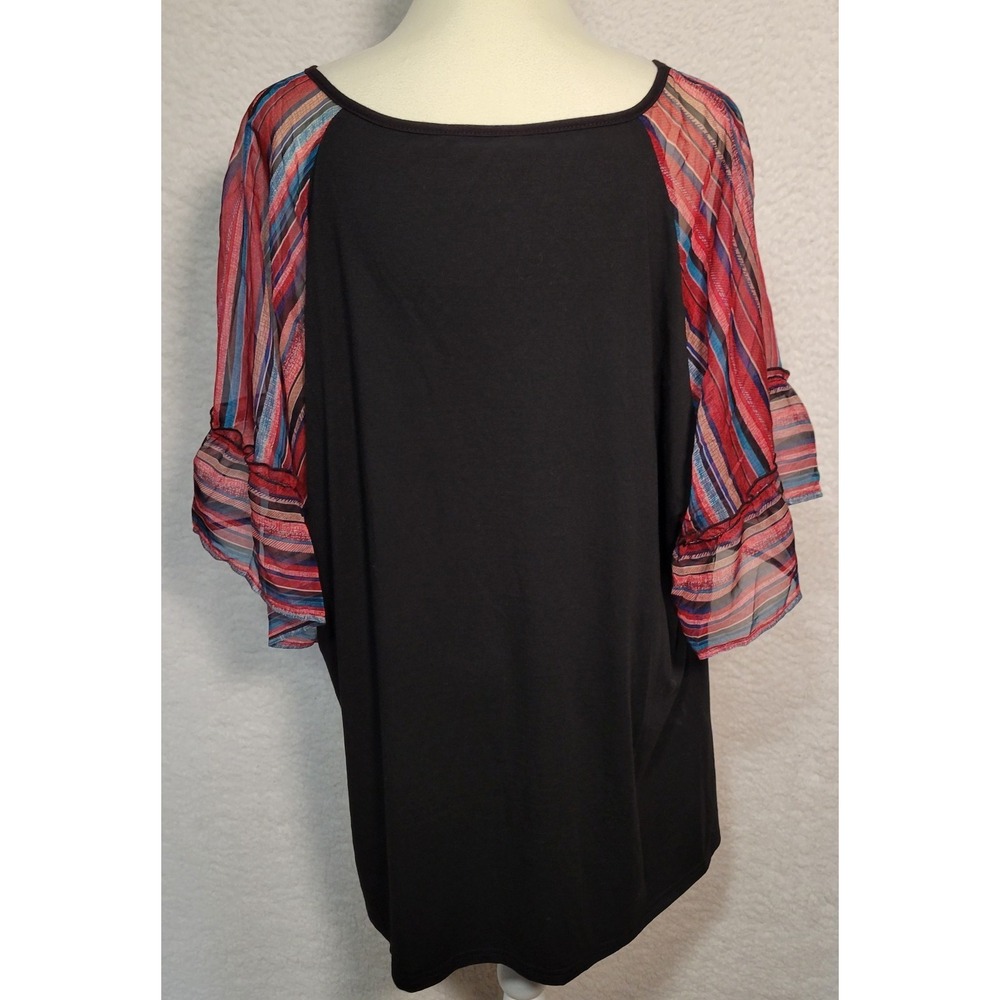 BloomChic Womens Blouse US 22-24 Black Bell Sleeve Shirt Top 1456 - Picture 3 of 7